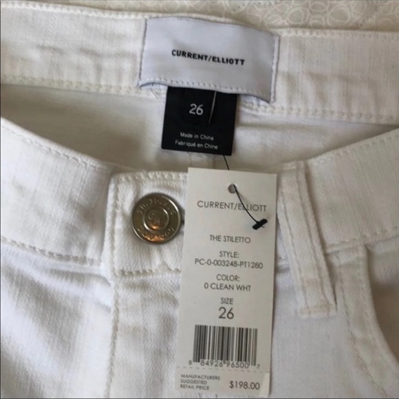 NWT Current/Elliott White The Stiletto Ankle Skinny Jeans Size 26 - Picture 4 of 11